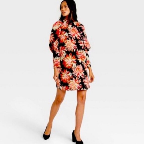 Who What Wear Dresses & Skirts - Who What Wear Floral Puff Long‎ Sleeve Dress XXL NW